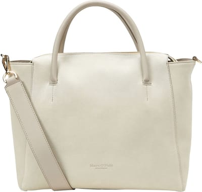 Marc O'Polo Leren Schoudertas Handtas Taya Shopper Stone Grey Lichtgrijs