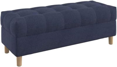 Opbergbank - Voetenbank - Woonkamer Decoratie - Vlekbestendige Stof - 120 cm Breed - Marineblauw