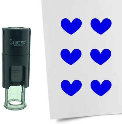 CombiCraft Stempel Hartje 10mm rond - blauwe inkt