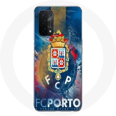 Oppo A54 5G hoesje fcp porto blauwe achtergrond