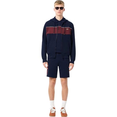 Lacoste Heren Colour Block Full Zip Hoodie (Marine, Rood)