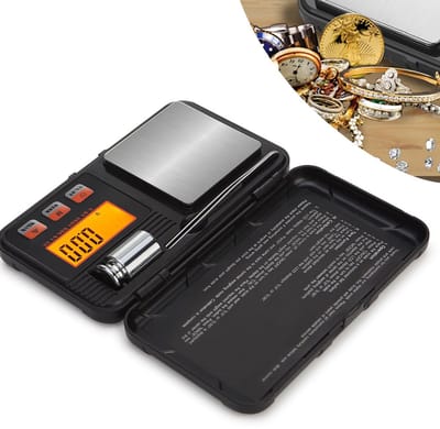 Sieradenweegschaal Gereedschapskist - Laboratoriumweeginstrumenten - Nauwkeurigheid 0,01 g - Draagbaar - LCD-Display - Inclusief Gewichten en Pincet - Zwart
