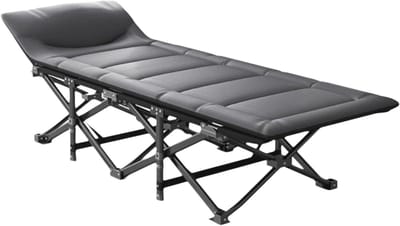 Campingbed Opvouwbaar - Veldbed Kampeerbed - Buiten Ontspannen - Verstevigd Frame - 190 x 67 x 48 cm - Zwart Grijs