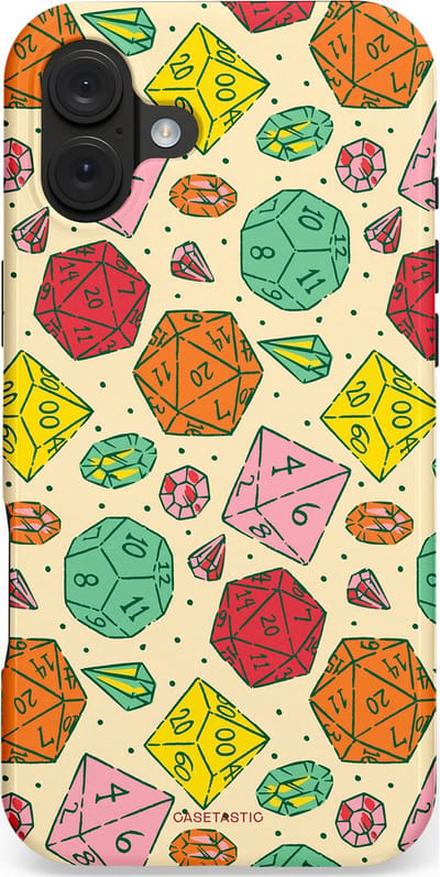 Casetastic hoesje geschikt voor Apple iPhone 16 Plus - MagSafe - Dubbellaagse bescherming - D20 Geluksrol - Fashion Case - Zand Saliegroen Terracotta Turquoise