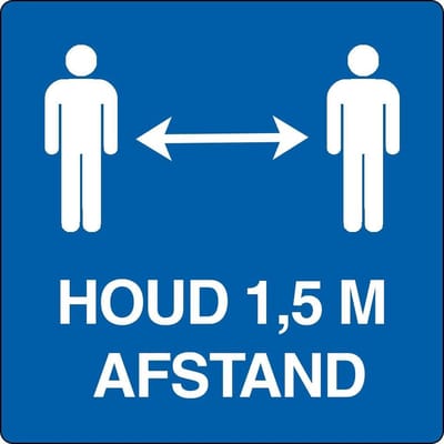 Vloerpictogram “houd 1,5 m afstand” Wit & Blauw Anti-slip-vloersticker