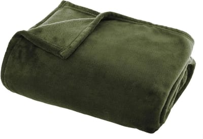 Atmosphera Plaid deken - olijfgroen - polyester - 125 x 150 cm - Bed/bankdeken - Fleece plaid - Lekker warm