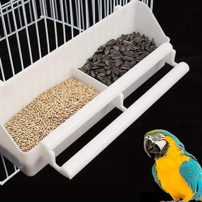 Mangeoire et abreuvoir durables pour perroquets - Faciles à nettoyer et à remplir, parfaits pour les petits et moyens oiseaux blanc