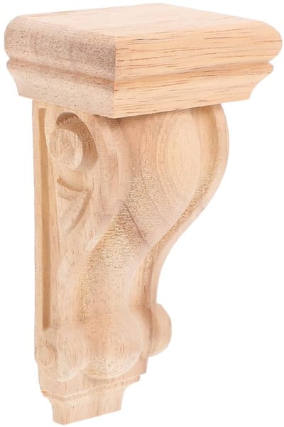 Houten Console in Romaanse Stijl 11 x 6 x 4 cm, Gegraveerde Ornamenten voor Meubels, Wanddecoratie en Vintage Decoratie voor Planken en Haarden