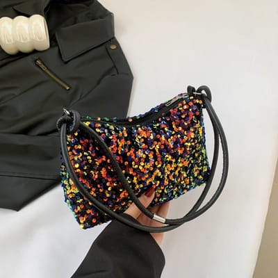 Sac Sequin de Valeur Élevée Sac à Bandoulière Sac Tendance Nouveau Tempérament Sac pour Femme Élégant Grande Capacité Décontracté black