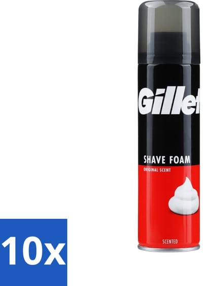 10 x Gillette - Scheerschuim - Normale Huid - Verzachtend - 200 ml - Scheerschuim - Scheermes - Huidbescherming - Verzachtend - Normale Huid