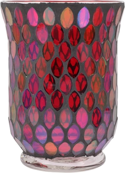 Glazen Mozaïek Tealight Houder | Romantische Tafeldecoratie voor Thuis | Vintage Kaarsenhouder voor Eettafel en Buiten | Perfect Cadeau voor Feestdagen en Vieringen