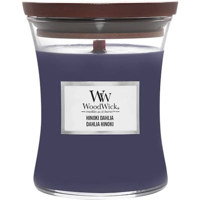 WoodWick Hourglass Medium Geurkaars - Hinoki Dahlia - 60 branduren