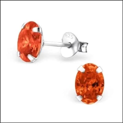 Aramat Jewels | Oorbellen | Zilveren Ovale Zirkonia Oorstekers – Meerdere Kleuren & Maten 925 Zilver | 7x5mm / Geel | |3mm | Zilver | Kinderen, Volwassenen | Verkleurd niet