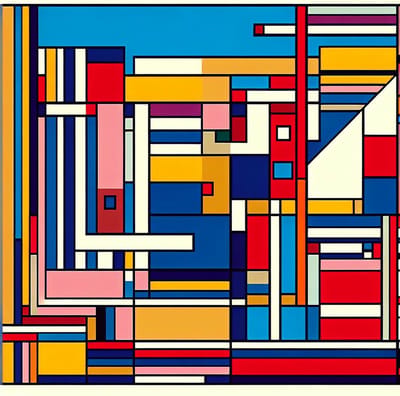 Modern mondriaan schilderij | Abstracte lijnen en kleuren dansen in harmonie op doek | Kunst - 100x100 centimeter op Dibond | Foto op Dibond