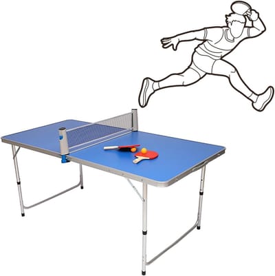 Tafeltennis Tafel - Mini Tafeltennis - Binnen Buiten Spelen - Inclusief Net Accessoires - 120x60cm - Blauw