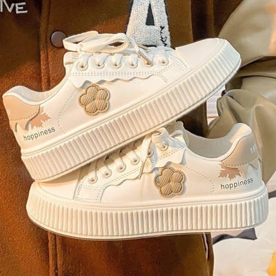 Witte Schoentjes Dames Studenten Veelzijdig Hoge Waarde Ronde Neus Schattig Platte Bodem Casual Sportschoenen 40 beige