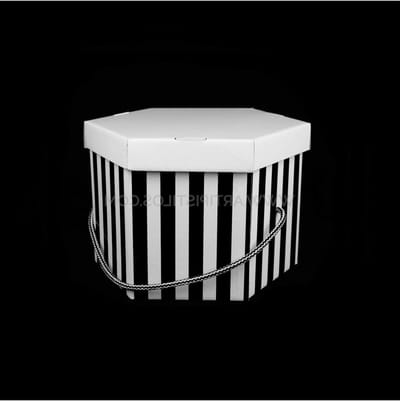 Hoedendoos Karton - Opbergdoos Presentatiedoos - Opslag Decoratie - Plat Opslaan Ruimtebesparend - 30 X 21 Cm - Zwart-wit