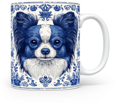 Mok Papillon Beker voor koffie of tas voor thee, cadeau voor dierenliefhebbers, moeder, vader, collega, vriend, vriendin, kantoor, opa, oma, hond, kerst, sinterklaas, verjaardag