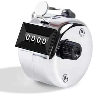 Metalen Clickerteller - Handteller Pitch - Nauwkeurig Tellen - Mechanisch Geen Batterij - 4 Cijferig - Zilver