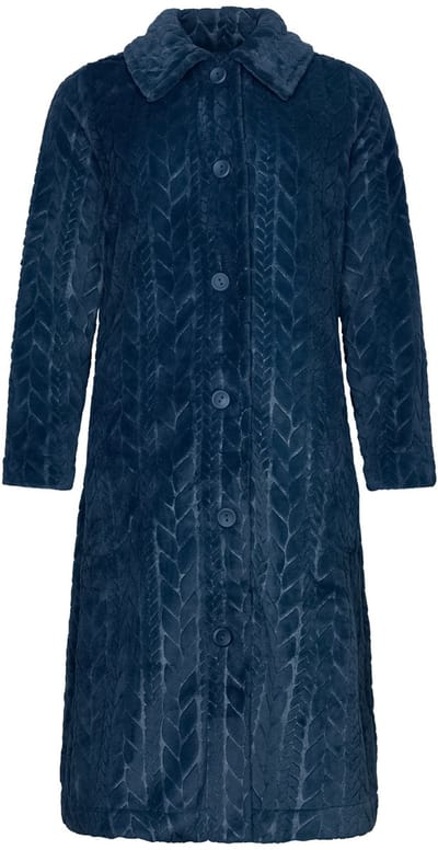 Pastunette - Badjas - Blue Bloom - Flanel/Fleece - Knoopsluiting - Blauw - Maat 4XL