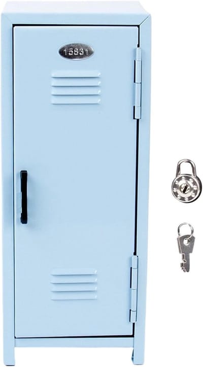Mini Locker – Ruimtebesparende Opbergdoos – Klein Afsluitbaar Kastje – Geschikt voor Scholen, Thuis, Kantoren, Bureaus, Kinderkamers, Slaapkamers, Speelkamers, Studentenkamers en Klaslokalen – 27,5 x 11 cm