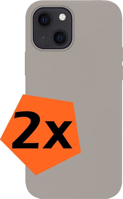 Hoes - 2 Stuks - Geschikt voor Apple iPhone 14 - Sterk & Shockproof - Case Siliconen - Back Cover - Telefoon Hoes - Grijs