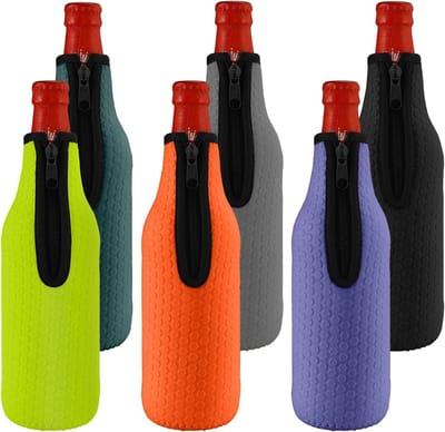6 Stuks Isolerende Neopreen Flessenhoezen voor Bier, Herbruikbaar en Antislip, Ideaal voor Drankjes en Wijn