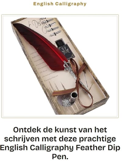 Dailygoods- Kalligrafieveer met 5 Vervangingspunten - Plat - Inktset - Penhouder - Leer en Legering - Afmeting Stift 0,5 mm - Schrijfpennen