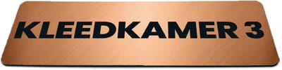 Deurbordje Brons/Koper-look met tekst kleedkamer 3 - Formaat 150 x 50 mm x 1,6 mm - Zelfklevend | Luxe uitstraling | Geborstelde Koper/Brons toplaag | Gratis Verzending | Decoporta
