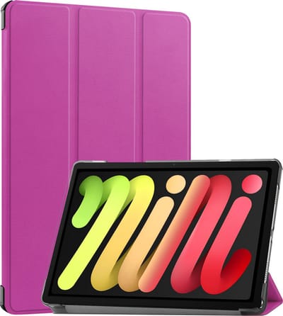 Hoes - Geschikt voor Apple iPad Mini 7 (2024) - 8.3 inch - 7e Generatie - Dun & Stevig - Trifold Bookcase - Hard Cover - Hardcover Book Case - Tablet Hoesje - Paars
