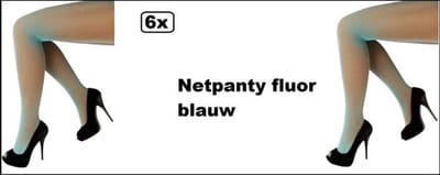6x Netpanty fluor blauw - Thema feest festival party fun panty