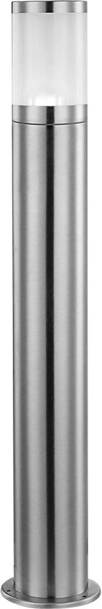 Padlamp buiten staande lamp H 80 cm tuinlamp buiten roestvrij staal, zilver kunststof opaal, 1x E27 fitting, DxH 14x80 cm