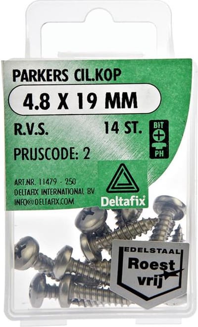 Spaanplaatschroeven Cilnderkop Pozidriv RVS 4.8x19mm