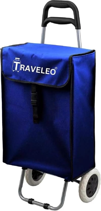 Inklapbare Boodschappenkar op Wielen - 45 Liter Aluminium Draagtas - Stabiele Wielen - Ergonomisch Handvat - Belastbaar tot 40 kg - Blauw