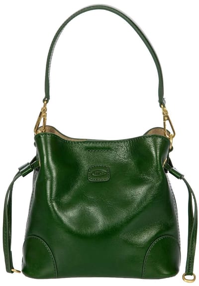 BRIC'S Leren schoudertas handtas Volterra Bucket Bag Pine groen