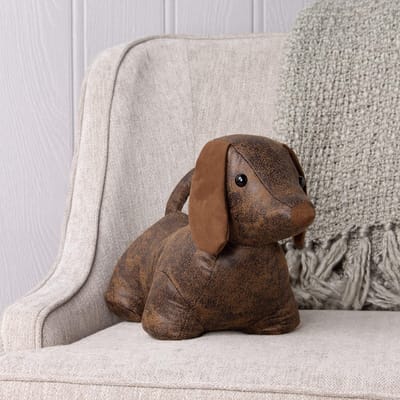 Kunstleer Deurstop Hond in Worsthond Design - Gevuld met Zand en Polyester