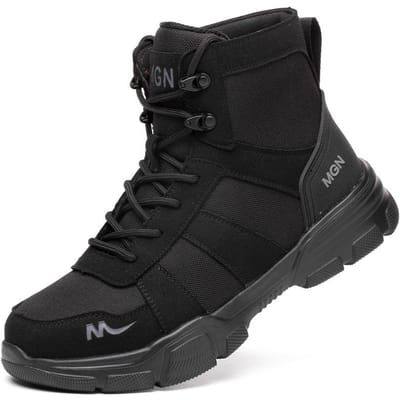 Chaussures de travail de sécurité indestructibles pour hommes, bottes de Combat à bout en acier pare-balles, baskets légères, chaussures de protection anti-perforation 36 noir