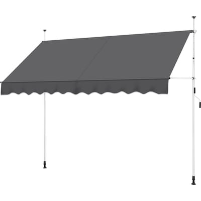 Yaheetech Zongordijn met Telescopisch Frame en Slinger - 300 x 120 cm - Verstelbare Hoogte 210-300 cm - UV-bestendig - Grijs