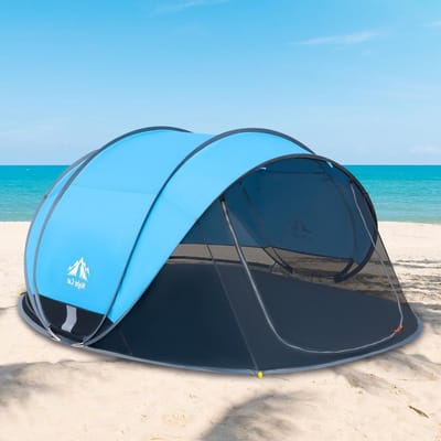 Pop-up Strandtent voor 4 Personen: Ideale Zonbescherming voor Familie Picknicks, Kamperen en Wandelen met UPF50+ Bescherming tegen UV-straling