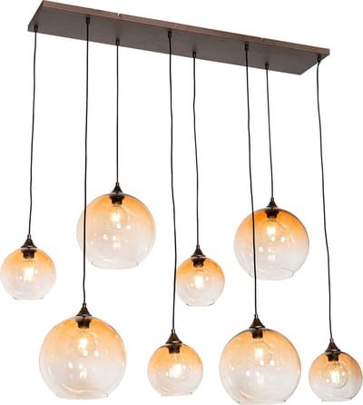 QAZQA sandra - Art Deco Grote hanglamp voor boven de eettafel | in eetkamer - 8 lichts - L 140 cm - Brons - Woonkamer | Slaapkamer | Keuken