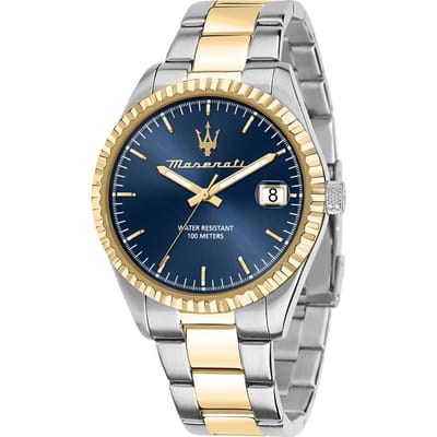 Maserati Competizione Blauw Tweekleurig Roestvrij Staal Heren Quartz Horloge R8853100027 blauw