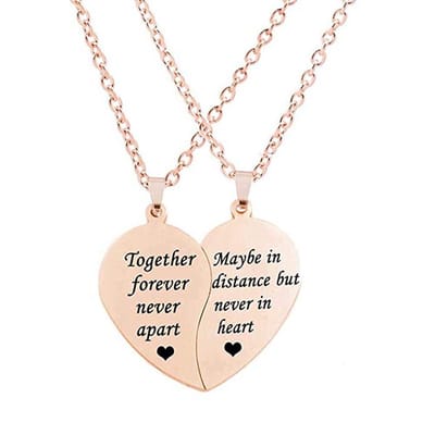 Bixorp Friends BFF Ketting voor 2 met Rosé Goud Hartje - Moeder / Dochter Vriendschapsketting - Twee Helften Best Friends - Voor Meisjes - Best Friends Ketting Vriendschap Cadeau voor Twee