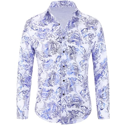 ALLTHEMEN Heren Print Langmouwen Shirt - Heren Lang Mouwen Overhemd - S