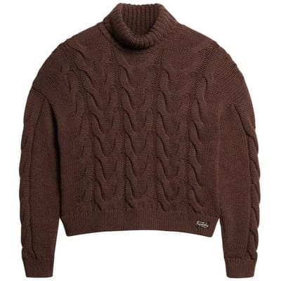 Superdry - Gebreide kabeltrui met polokraag - Dames - Sweaters