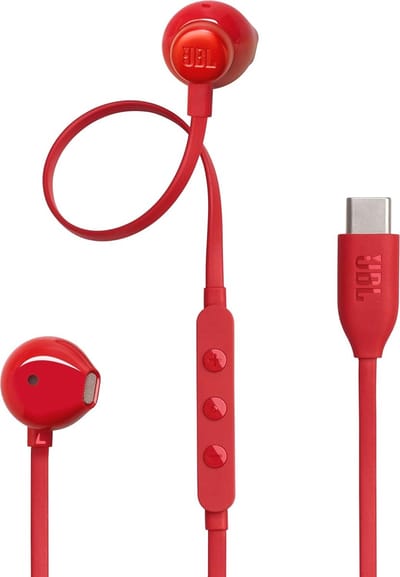 Bedrade in-ear oortjes met microfoon en Pure Bass Geluid voor PC, Mobiel en Gaming - Rood
