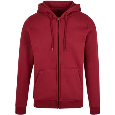 Build your Brand Heavy Zip Hoody BY012 - Burgundy - S