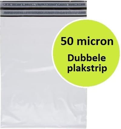 100 stuks - Verzendzakken (M) Retourstrip 320 x 420 mm – 50 micron (kleding webshop)