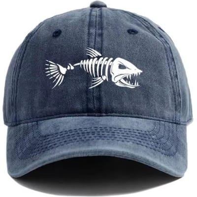Nieuwe Vintage Gewassen Visgraat Baseballpet Verstelbare Verweerde Vizierpet Ademende Vizierpet Buiten Vissen blue