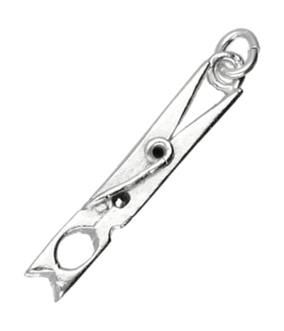 Zilveren wasknijper middel kettinghanger