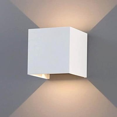 K-Bright Led-wandlamp voor binnen, 7 W, wandlamp voor buiten, op en neer instelbare lichtstraal, 3000 K, warmwit, buitenwandlamp, IP65 waterdichte wandlampen (wit)